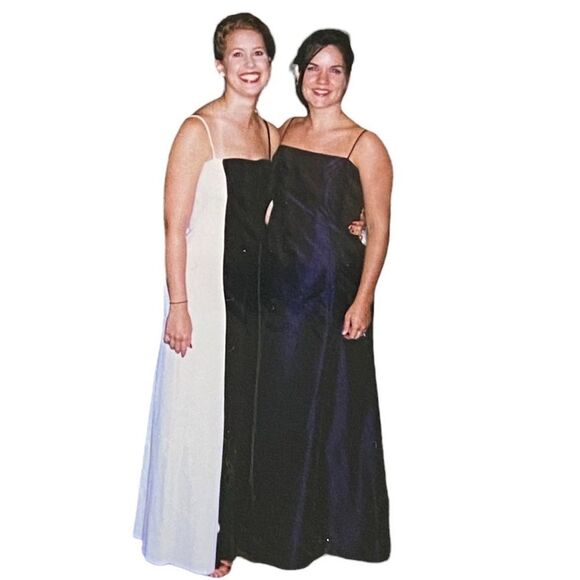 David Meister Vintage B&W Spaghetti Strap Gown Sz 4 - Picture 7 of 12